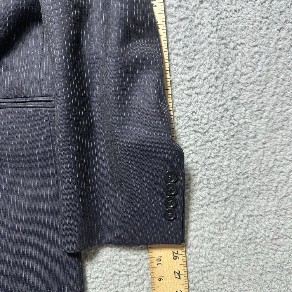 Brooks Brothers Blazer Jacket 46L Navy Blue Pinstripe 100% Wool Business‎ Suit
